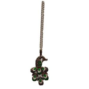 Gia Mele 14K Gold Plated Brass Plique a Jour Marcasite Peacock Pendant Necklace